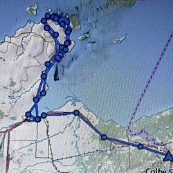 Track from Bayfield back to Little Sand Bay, and then on the trailer to Hurley rest area.