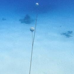 Blick unter Wasser, wie die Kette schwebt