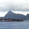 The hamlet on Indre Kvarøy Island ... with the peak of Hestmannen visible in the background.