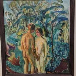 Nackter Mann und Frau im Wald