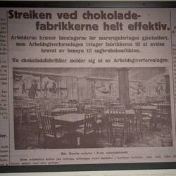 Zeitungsartikel über einen Streik in der Schokoladenfabrik