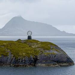 Arctic Circle Globe with the peak of Hestmannen (aka Hestmonkallen) in the background still hidden.