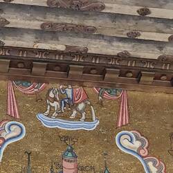 A mistake: St. Erik on his horse is headless due to a miscalculation with the ceiling height