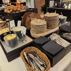Interesting wheel-like crispbread, cracker-bread, with chia seeds