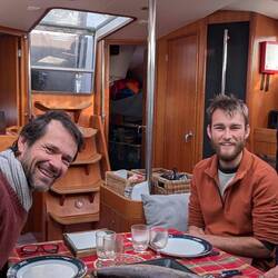Dinner on Vanuily. The highlight of the 4-day-long stay at anchor.