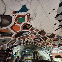 The artwork is of the old Makalös Palace and the baroque garden that was above
