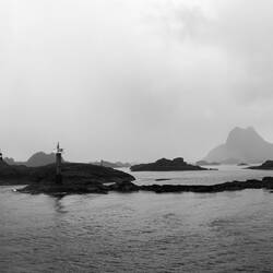 Lofoten Islands scenery in B&W.