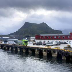 Busses are awaiting our arrival to return passengers who left on an excursion at an earlier port.