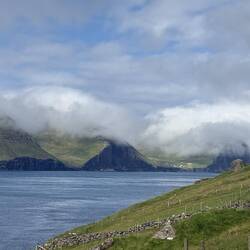 The view from Kunoy island to Kalsoy
