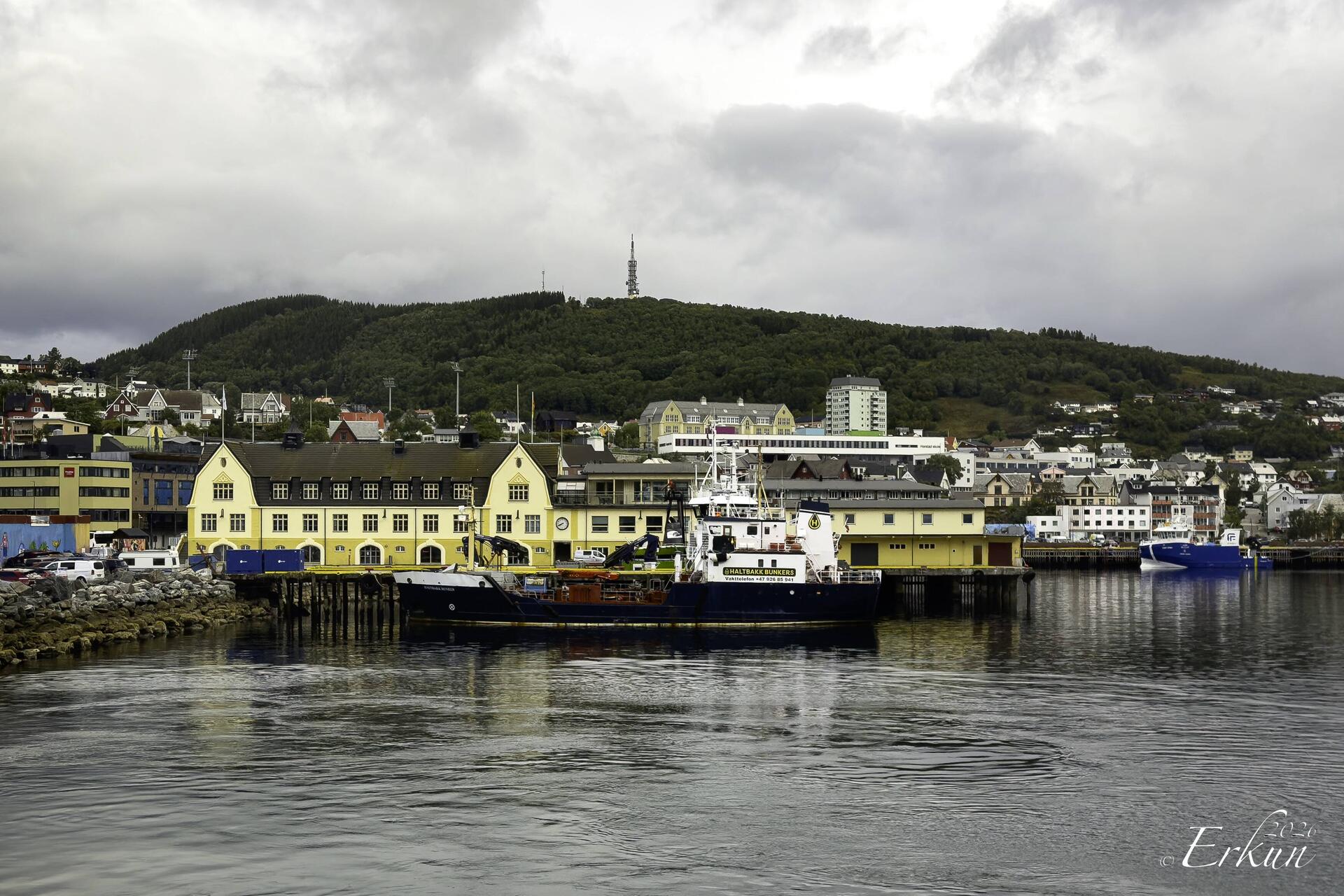 The yellow building is the Harbor Administration for the port of Harstad.