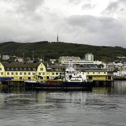 The yellow building is the Harbor Administration for the port of Harstad.