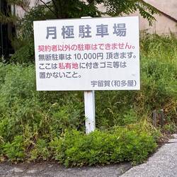 Suburban NO PARKING warning: fine is 10,000¥, or $65.