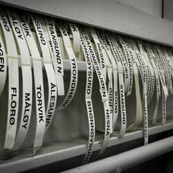 Every piece of cargo brought aboard gets an immediate label showing its destination.