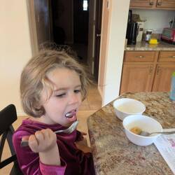 Two bowl breakfast, applesauce and yogurt