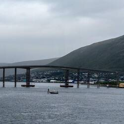 In 2011, we walked across the .6-mile long Tromsøbrua to visit the Ice Sea Cathedral.