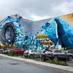 Mural of Amundsen: celebrates his ties to the city where he prepared for his polar expeditions.