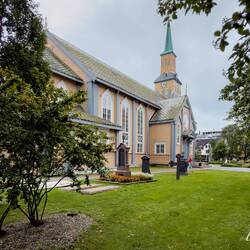 Tromsø Cathedral was built in 1861 using horizontal log construction.