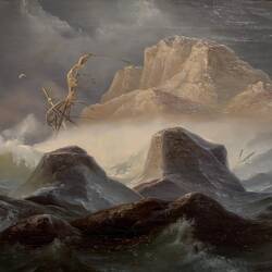 "Storm on the Norwegian Coast" by Knud Andreassen Baade (1846).