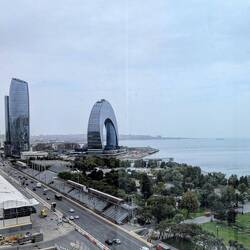View from our room across the Caspian Sea and the F1 race track