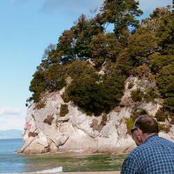 You can see the fence on the top of the cliff that we walked too