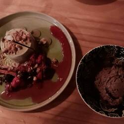 Special Dessert which was rhubarb and a side of Belgian chocolate ice cream