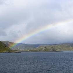 Bonus rainbow on our approach to Honningsvåg.