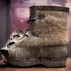 German military boots from WWII; later used by workers at the local fish factory.