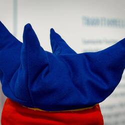 Northern Sámi hat for men ... called a "star hat" or a "four winds hat." Blue is the basic color.