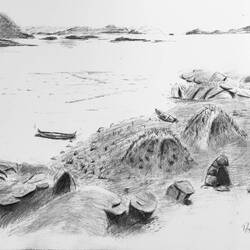 Sketch of a multi-functional summer camp that was excavated in Sarnes.