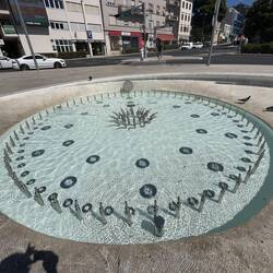 Water clock. Spouts instead of hands