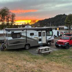 Sunset from our camp in Reedsport