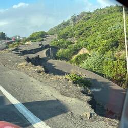 The road has been rerouted around one of many road slips