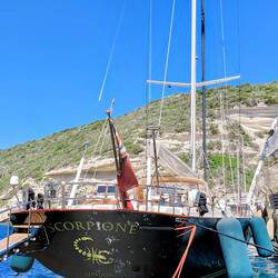 Scorpion, a UK sailing yacht with a crew of seven ( to hoist the sails) and look after the owners