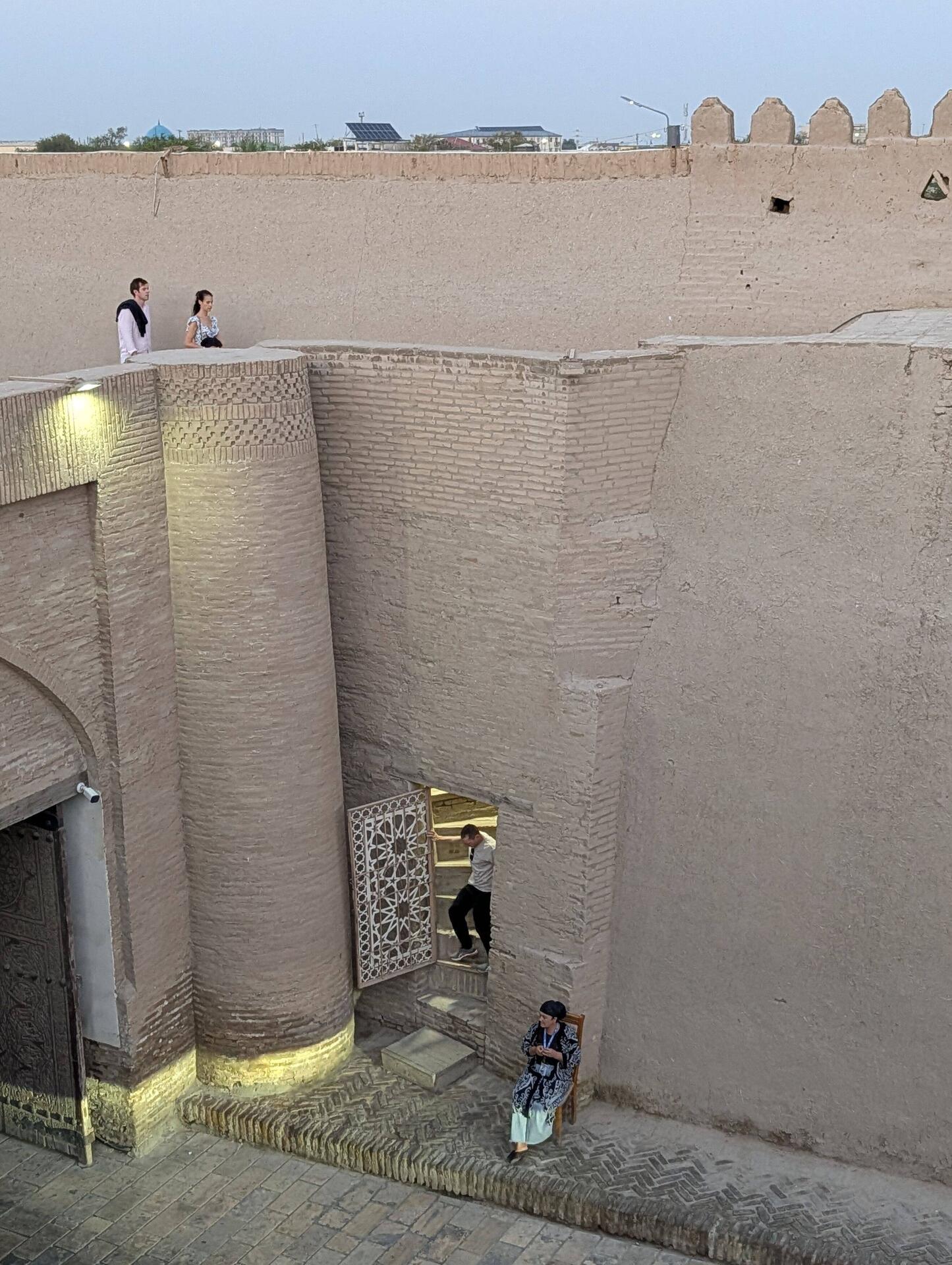 Khiva north gate - narrow steep steps to get to the ramparts of the city walls