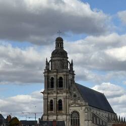 Blois Cathedral with hand painted clouds