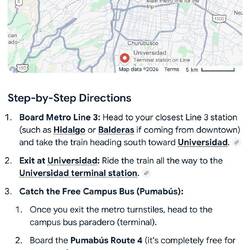 Directions to the UNAM Botanical Garden. Note the free campus "Puma Bus."