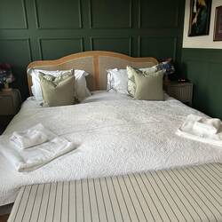 Lovely BnB bed to sleep in after long day's travel.
