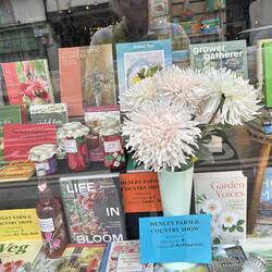 Agricultural show theme in bookshop window.