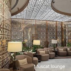 Ornately decorated lounge at Muscat