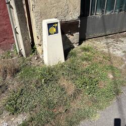 Way markers got newer as we approached Oviedo