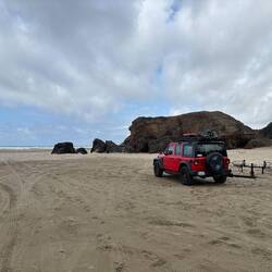 Big Red on the beach
