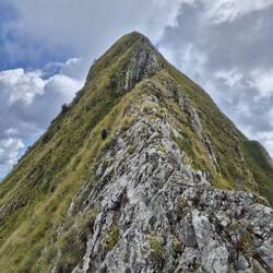 Weiter geht's Richtung Gipfel. Teilweise führt ein schmaler Weg am Berg entlang