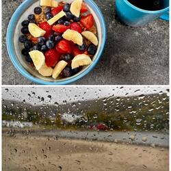 Frühstück im Regen