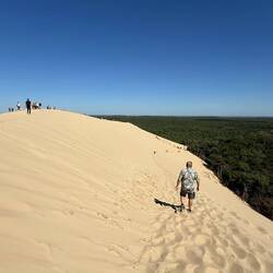 Der Abgang von der Dune de Pilat. Altersgerecht: weich, angenehm... Claus ist begeistert