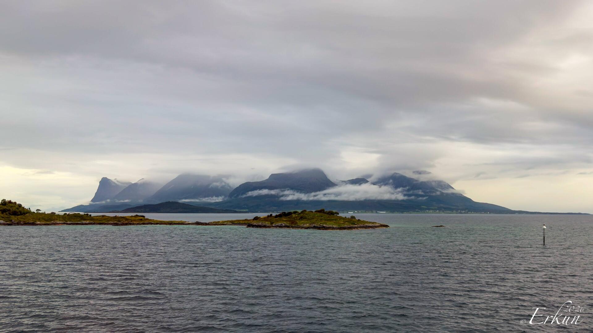 Grytøya ... barely a hint of sunrise color left as we begin the approach to Harstad.