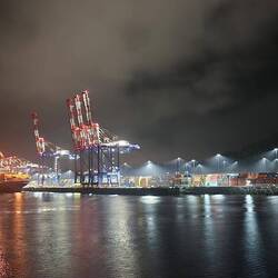 Container port with a foggy touch