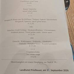 Unser Menü für heute Abend