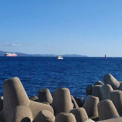 A serious concrete breakwater