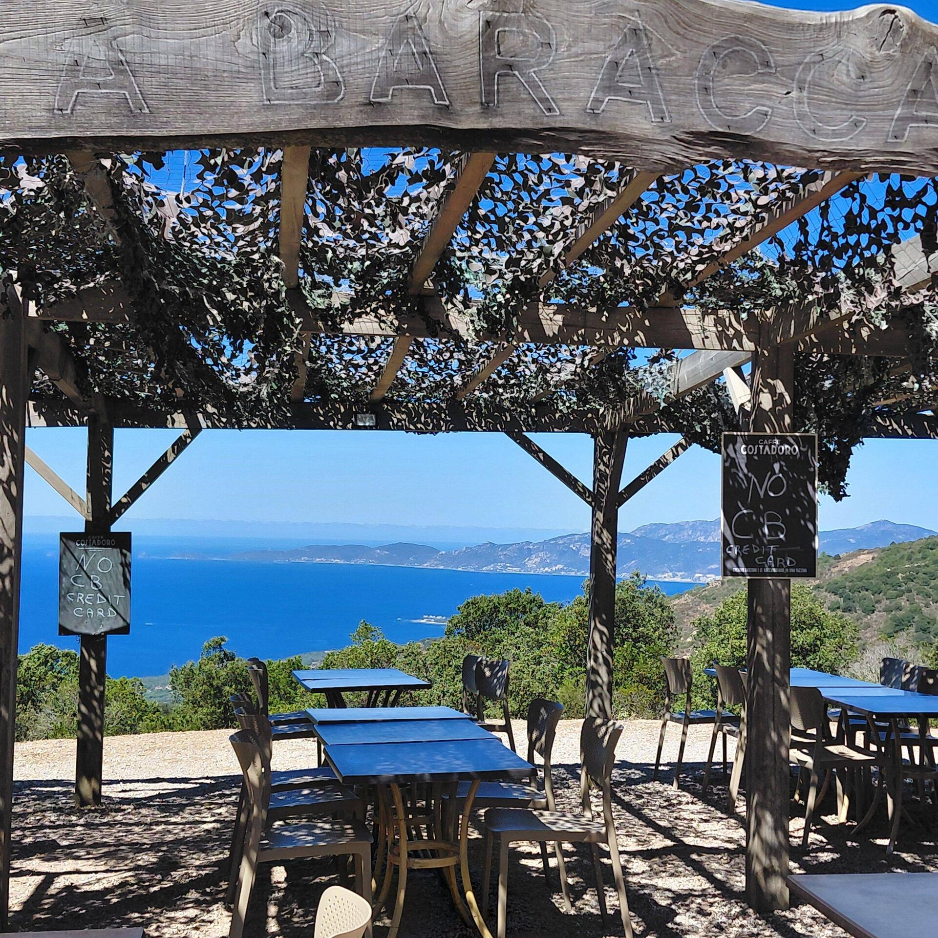 Enroute to Ajaccio, a brief stop at a closed cafe to admire the view and stretch the legs