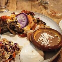 Steak and prawn fajitas